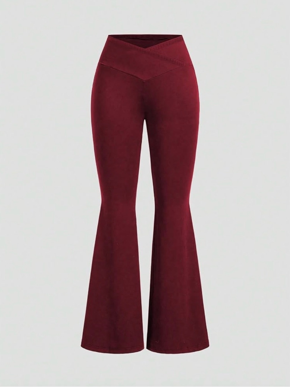 V-Waist Flare Pants in Burgundy